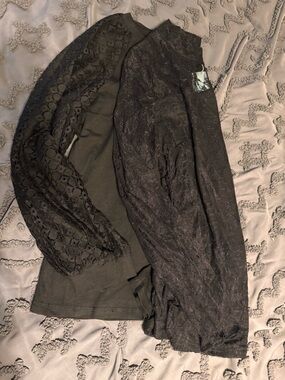 BUNDLE: 2 WIHOLL Black Lace Tops - Size M - Floral & Patchwork